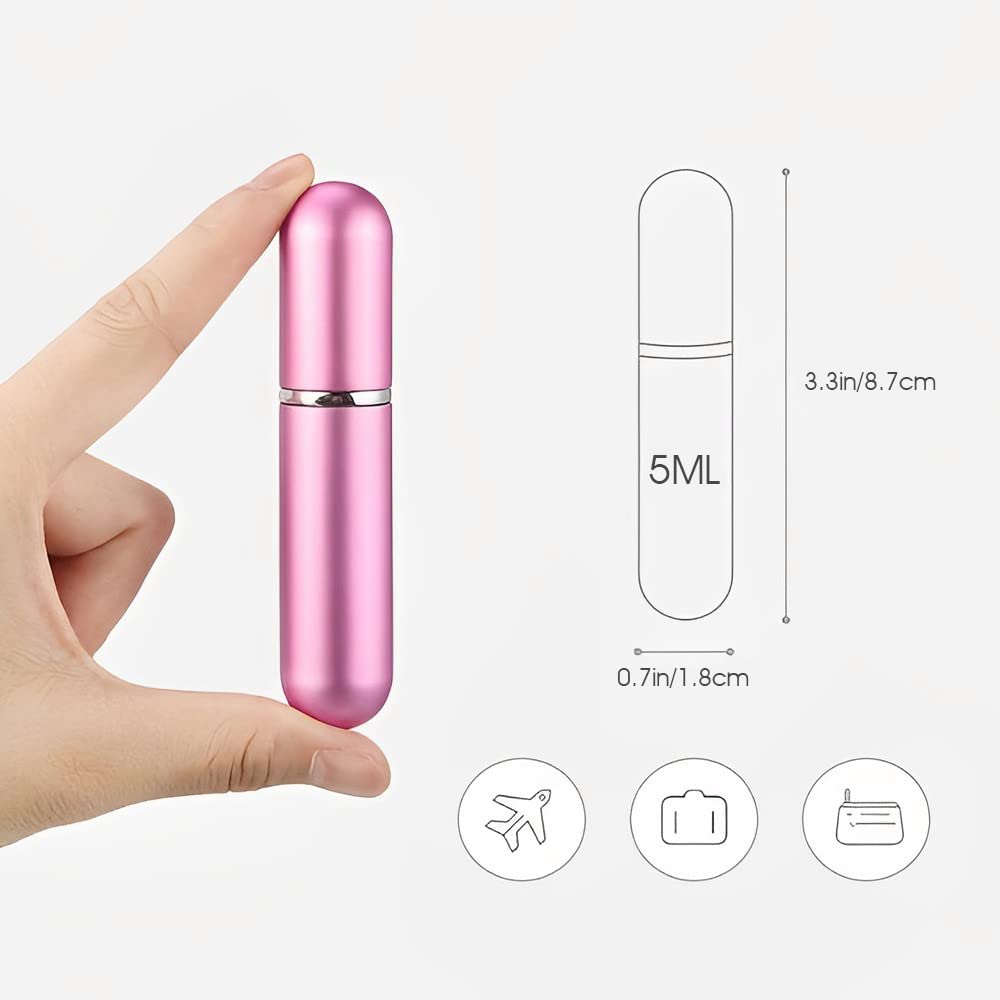 MAYCREATE 2Pcs 5ml Perfume Atomiser Spray Bottle with Pump-Portable Perfume Dispenser, Refillable Empty Spray Bottle for Fragrance Perfume (Pink)