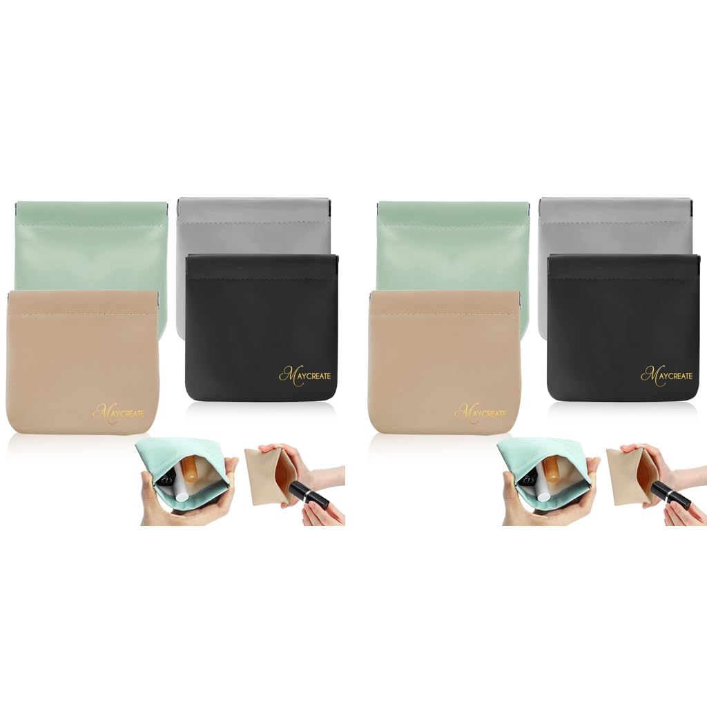 MAYCREATE Pocket Cosmetic Bag Set for Travel with 4.7x4.3 in Pouches | Waterproof PU Organizer