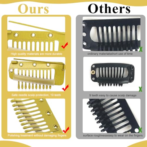 MAYCREATE® 20PCS Chunni Clips Dupatta Pins for Bride Gold Wig Clip with Safety Pins Strong Grip Invisible for Hair Extensions Stainless Steel Fixing Chunni Shawl