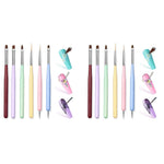 MAYCREATE Nail Art Brush Set for Acrylic Gel Nails with 2‑in‑1 Striping Dotting Tool | 6‑Piece Detailing Kit