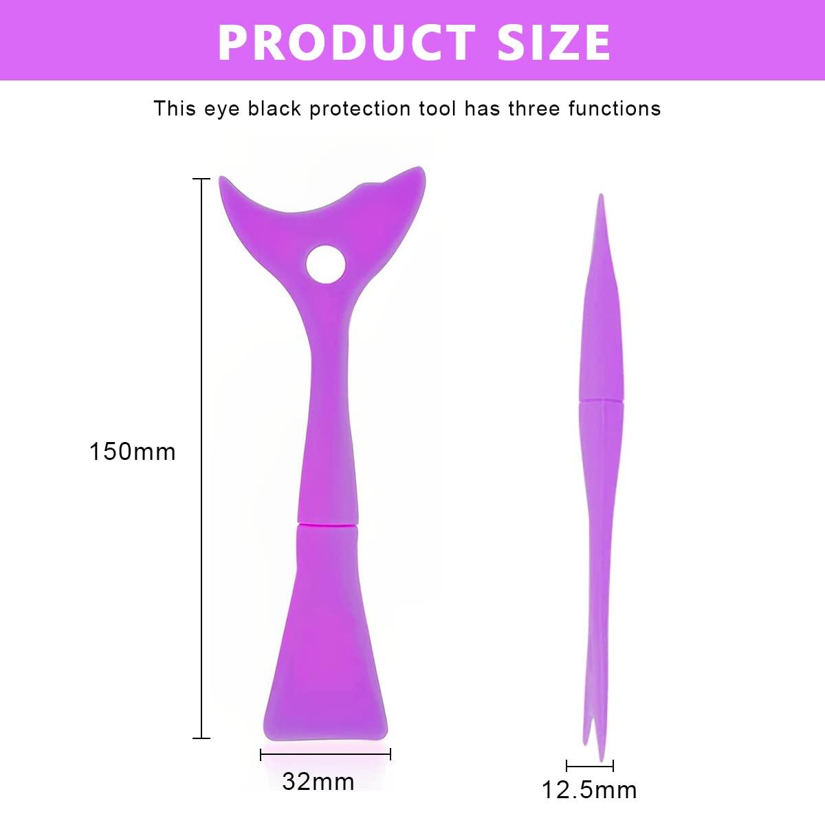 MAYCREATE Mascara Shield Applicator 3-In-1 Silicone Eyelash Shield Guard Eyeliner Auxiliary Cosmetic Makeup Tool, Reusable & Detachable - Purple
