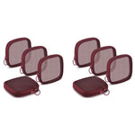 MAYCREATE Mesh Pouches for Makeup and Travel featuring Secure Zipper Closure 8PCS 4.7 in | Wine Red Cosmetic Bags for Women