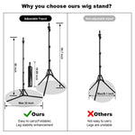 MAYCREATE Wig Stand Tripod for Hairdressing Training with 17–60 in Adjustable Height | Foldable Metal Mannequin Head Holder
