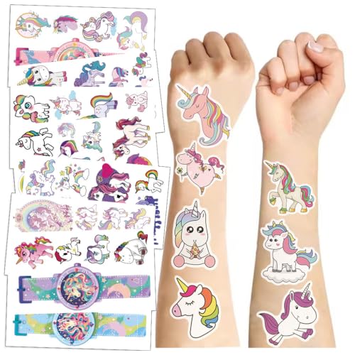 MAYCREATE® 10 Sheet Unicorn Cartoon Stickers Face Stickers Kids Cartoon Tattoo Stickers Unicorn Wrist Watch Stickers Waterproof Unicorn Stickers for Party, Festival, Events, Children's Day