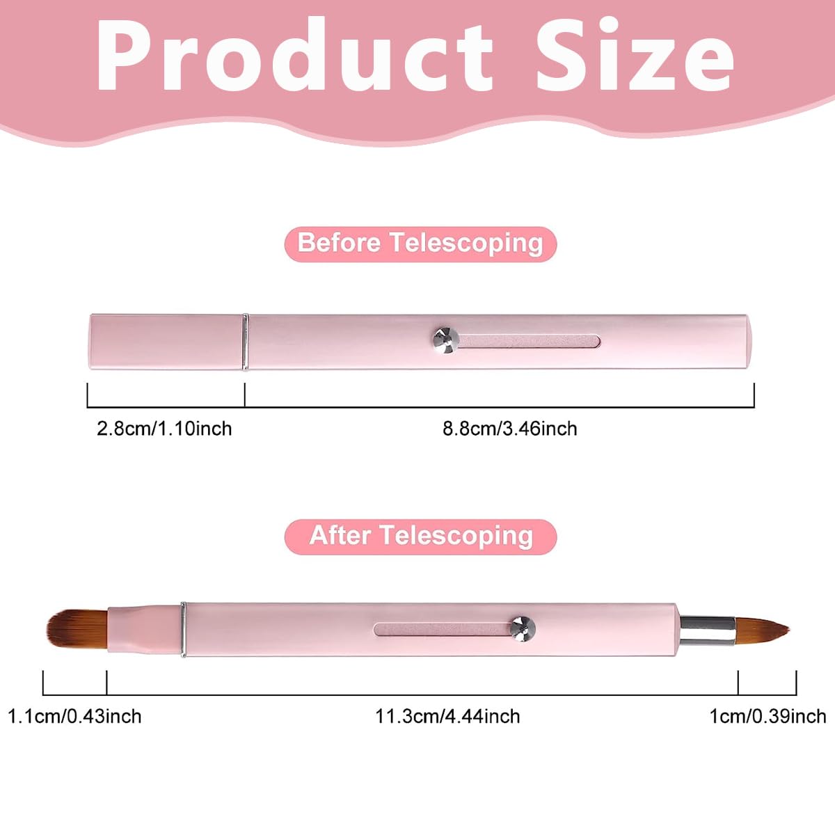 MAYCREATE Retractable Travel Lipstick Brush 2 in 1 Double-ended Lipstick Brush Lip Liner Brush Dustproof Design Versatile Makeup Brush for Lipstick, Lip Balm, Lip Gloss, Concealer