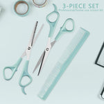 MAYCREATE Kids Hair Cutting Scissors Kit with 6.6 in Stainless Steel Shears and Comb | Safe Grip Design for Home Hair Trimming