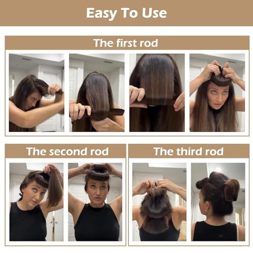 MAYCREATE® 9PCS Heatless Hair Curler, Soft Heatless Curls Satin Velvet Overnight Flexi Blowout Rods with with Hook, No Heat Overnight Sleeping Curling for Hair Styling Tools, Black