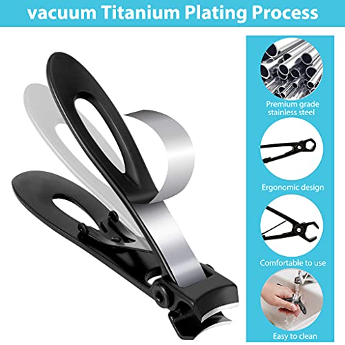 MAYCREATE® Nail Cutter for Men Toe Nail Cutter for Thick Nails Cutting Clipper Trimmer Women Wide-Opening Sharp Jaws Stainless Steel Large Clippers Set with File X2