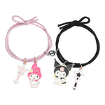 MAYCREATE 2 Pcs Friendship Bracelet for Girls Women Kuromi Couple Bracelet Cute Sanrio Magnetic Matching Bracelets BFF Best Friend Bracelet Long Distance Touch Bracelet Birthday Gift for Girls, Women