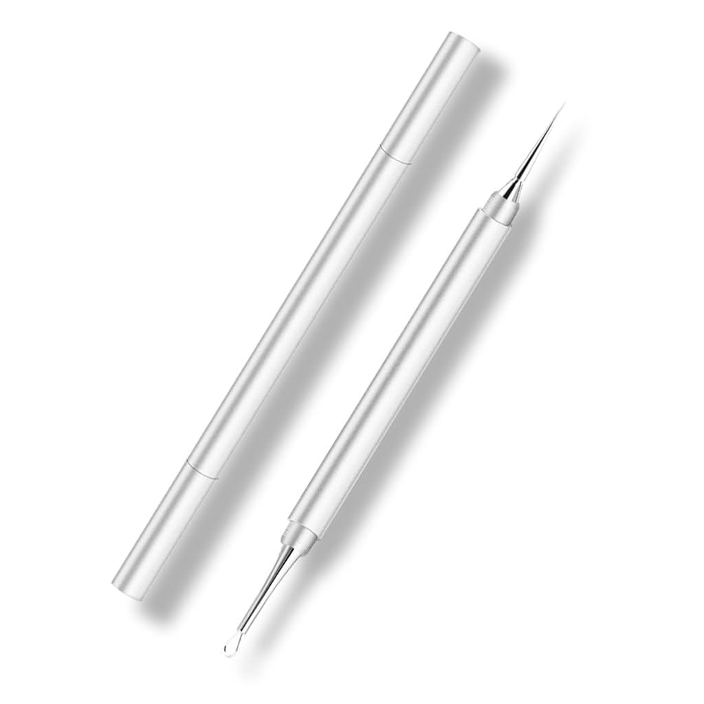 MAYCREATE® Stainless Steel Blackhead Removal Tool 2 in 1 Pimple Popper Tool Acne Tool Comedone Extractor Tool Dual Head Stainless Steel Blackhead Removal Tool with Caps