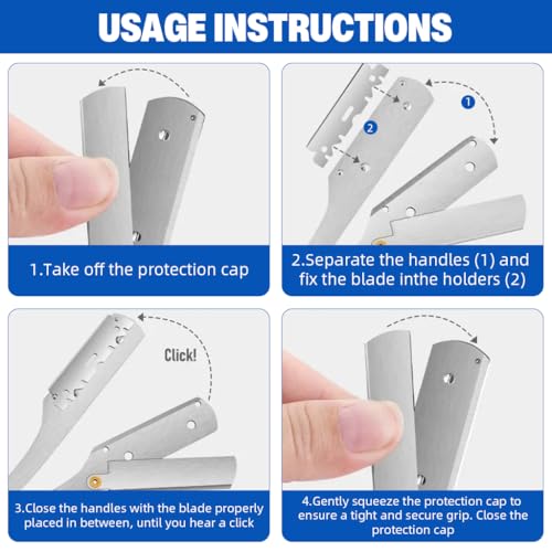 MAYCREATE® Barber Straight Razor, Barber Face Hair Razor Facial Razor, Stainless Steel Folding Beauty Shaver with 10 Replacement Razor Blades