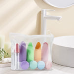 MAYCREATE 16pcs Travel Bottles for Toiletries Kit, 90ml Silicone Travel Toiletry Bottles(3-Layer Leakproof), 10g Cream Jars, Spray Bottle, Funnel, Clean Brush, Applicator, Labels & Storage Bag Set