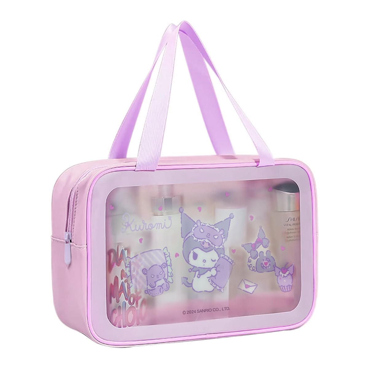 MAYCREATE® Toiletry Bag for Women, Kuromi Makeup Pouch Cosmetic Bags for Women, Cute Cartoon Travel Waterproof PVC Makeup Pouch Travelling(Large Size)