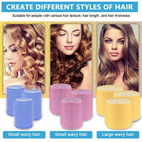 MAYCREATE® Heatless Hair Curler Roller Kit 3 Sizes Self Grip Magic Clips for Long Medium Short Hair with 6 Bang Clips 1 Stainless Steel Comb 3PCS