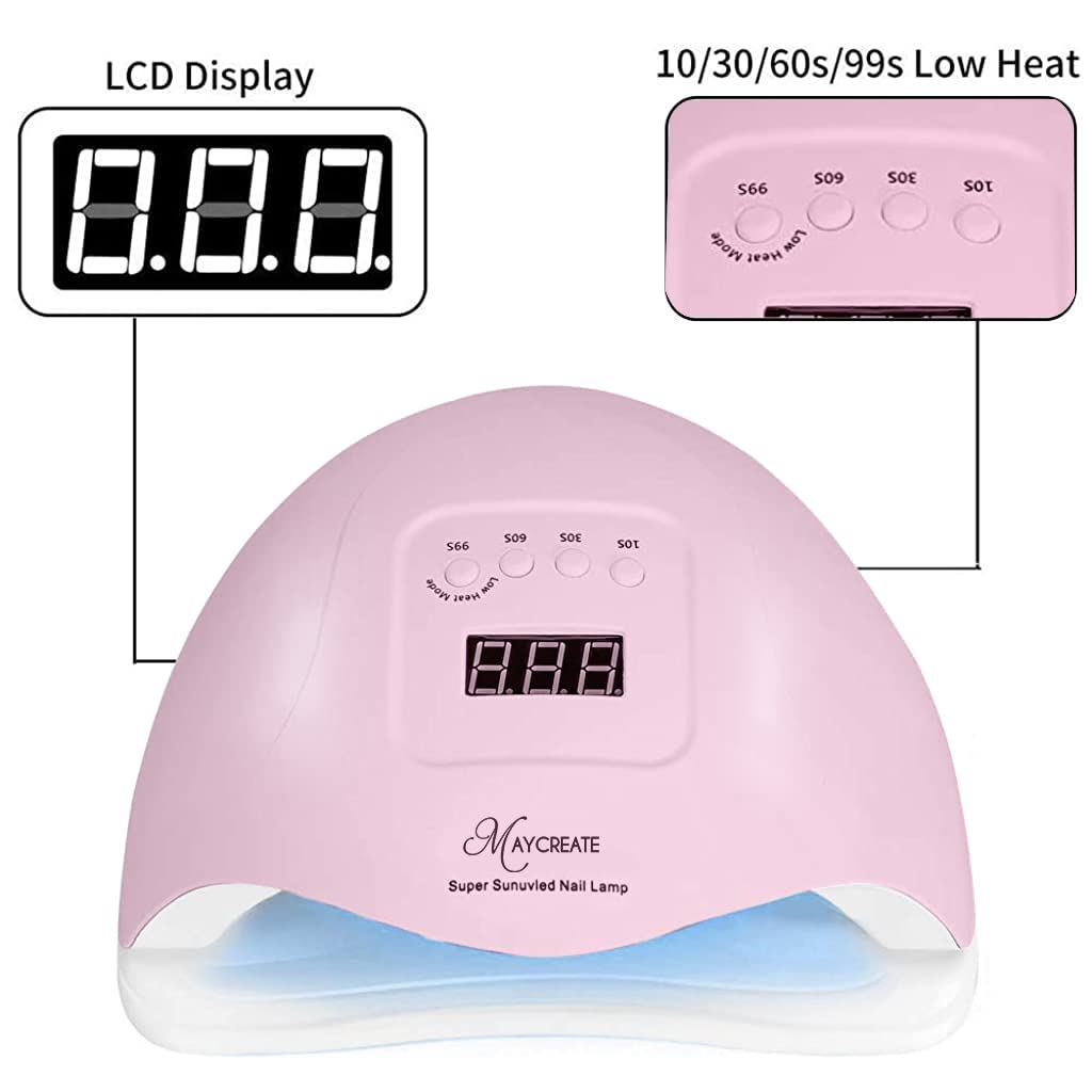 MAYCREATE UV LED Nail Lamp for Fast Gel Drying with 36 Light Beads & 4 Timer Settings | Pink