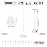 MAYCREATE Clear Earrings for Sports with Earbacks featuring Invisible Silicone Retainers 100Pcs Kit
