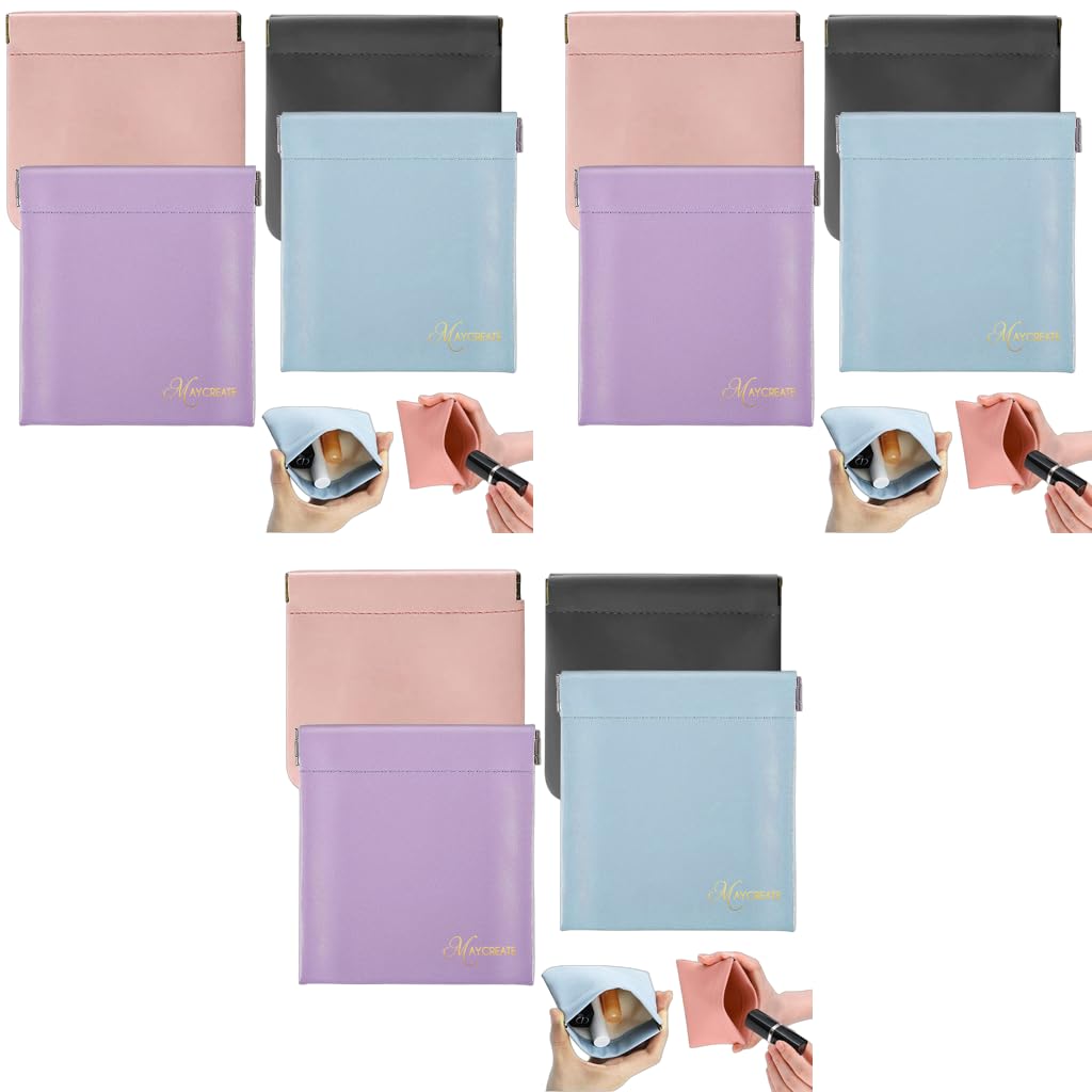 MAYCREATE Mini Makeup Bag 4 Pack 4.7x4.3 in for Travel with Self Closing Top | Small Pouches for Women