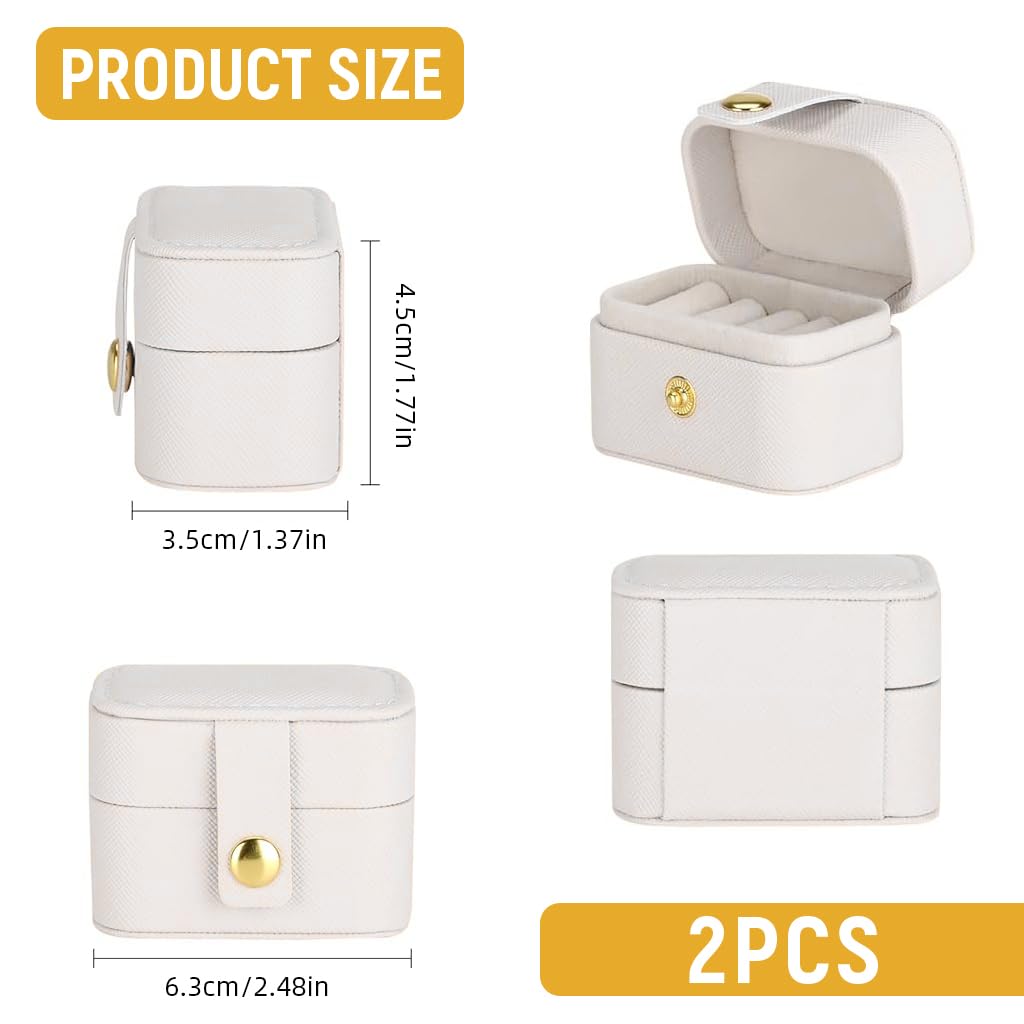 MAYCREATE Ring Box for Travel Jewelry Storage with 4 Slots and Snap Button Closure | Soft Plush Liner