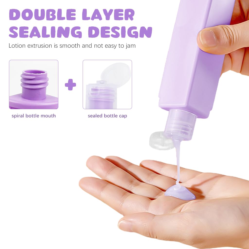 MAYCREATE Travel Bottles Set for Toiletries with Leak Proof Flip Up Lids and Modular 60ml Design | Silicone Containers for Shampoo and Lotion