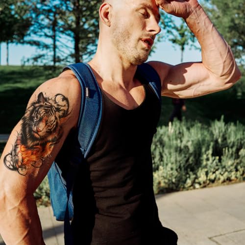 MAYCREATE® Temporary Tattoo Sticker For Men Tiger Lion Tattoo Stickers Beast on Arm Waterproof Large Tattoos Sticker Set