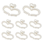 MAYCREATE 8Pcs Pearl Hair Claw Clips French Twist Hair Claw Clips Heart Shaped Pearl Embellished Hair Claw Clips Bridesmaid Hair Claw Clips Bridal Pearl Hair Claw Clips Gift for Girls