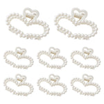 MAYCREATE Pearl Hair Claw Clips for Women with Non Slip Grip and Acrylic Heart Design | 8 Pcs Gift Set