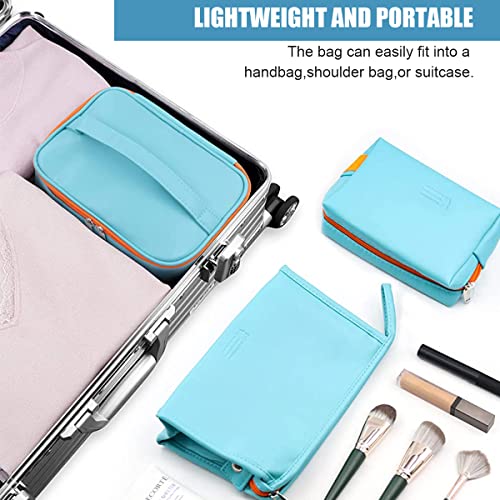 MAYCREATE Makeup Pouches for Women Cosmetic Bag Make up Bag for Home & Travel, Toiletry Bag for Cosmetics, Brushes, Accessories (Blue)
