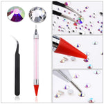 MAYCREATE Nail Art Kit Flat Back AB Crystal Rhinestones and Clear Crystal Rhinestones with Pick Up Tweezer and Rhinestone Picker Dotting Pen(1500 PCS, 6 Sizes)