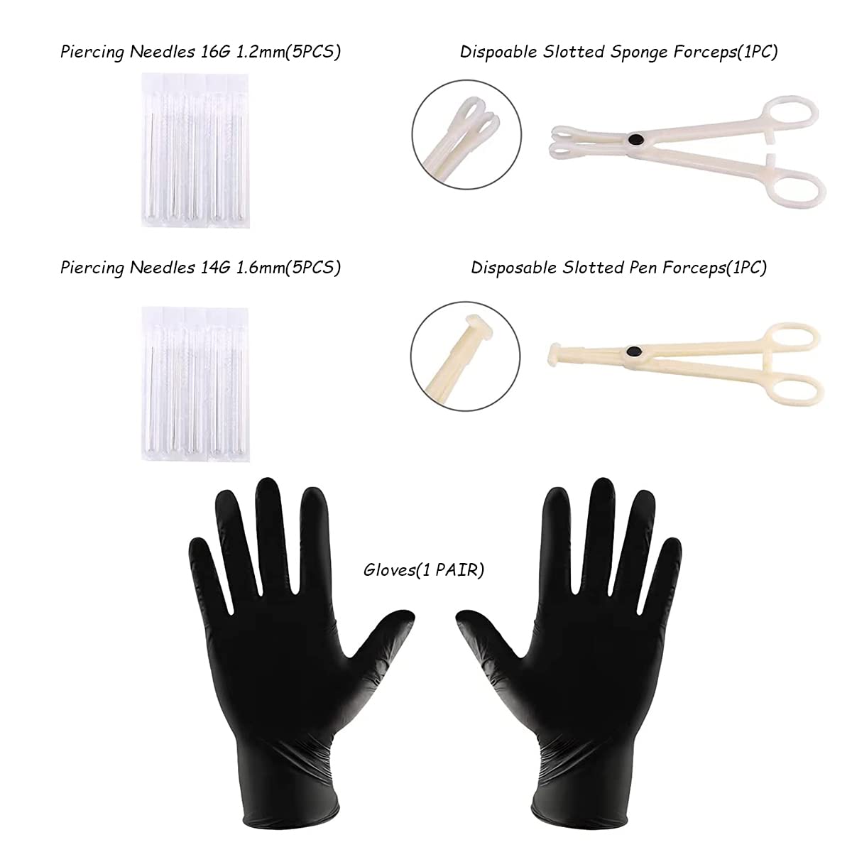 MAYCREATE 84pcs Body Septum Piercing Kit Belly Piercing Kit Professional Stainless Steel for All Piercings Nose Tongue Lip Ear Eyebrow Cartilage Piercing Jewelry Piercing Needles Clamps Kits