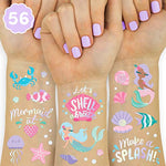 MAYCREATE 4 Sheet Glittering Mermaid Tattoo Stickers for Girls Temporary Waterproof Tattoo Sticker Arm Stickers Makeup Stickers Party Stickers