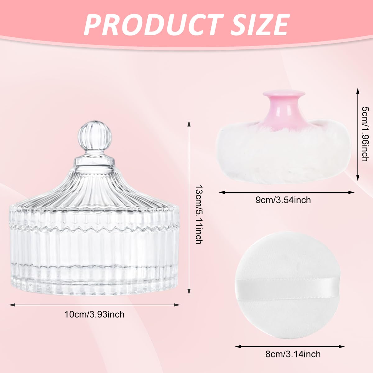 MAYCREATE Baby Powder Puff Set for Gentle Application with Handle and Glass Holder | 2Pcs Reusable Pads