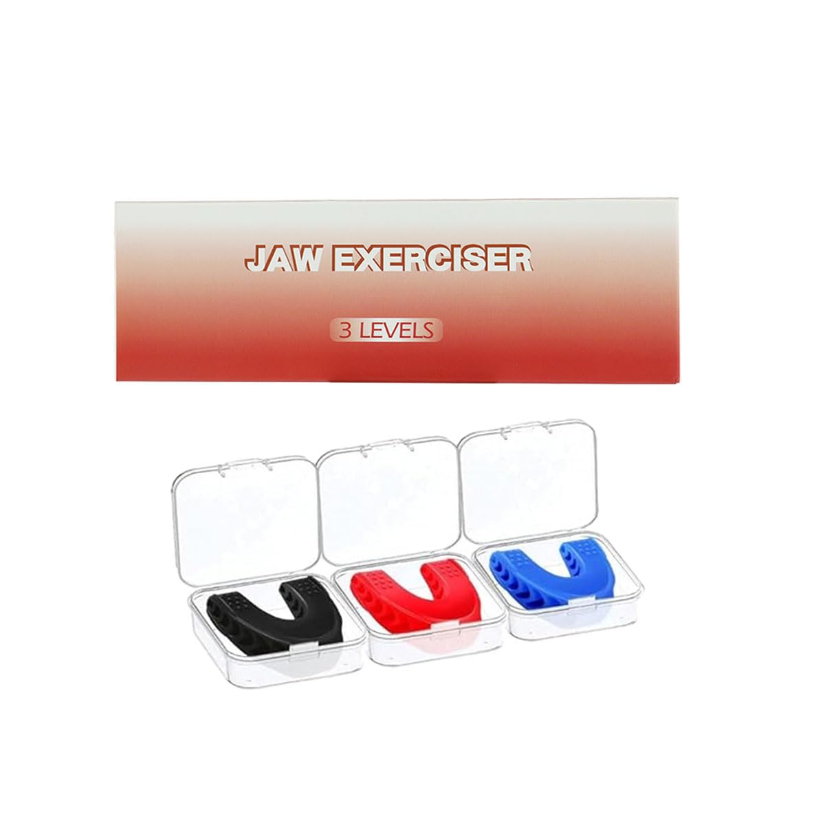 MAYCREATE 3Pcs Jawline Exerciser Tool for Men & Women, 3 Resistance Levels (40/50/60lbs), BPA-Free Silicone, Perfect for Toning Facial Muscles, Portable with Storage Case