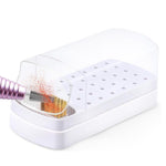 MAYCREATE 2 in 1 Nail Drill Bits Organizer Case with Nail Drill Bits Cleaning Brush, 30 Holes Dustproof Nail Art Drill Bits Stand with Lid Nail Drill Bits Storage Box with Intergrated Cleaning Brush