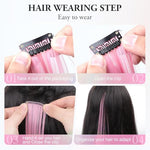 MAYCREATE 5 Pcs Pink Hair Extensions for Women, Synthetic Long Hair, Lightweight Clip-In Artificial Highlight Extensions, Perfect for Daily Use, Parties, Festivals, Navratri, and Gifting