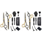 MAYCREATE Hair Cutting Scissors for Home and Salon Use with Adjustable Screw & 10pcs Kit | Stainless Steel Tools for Men and Kids Hair Trimming