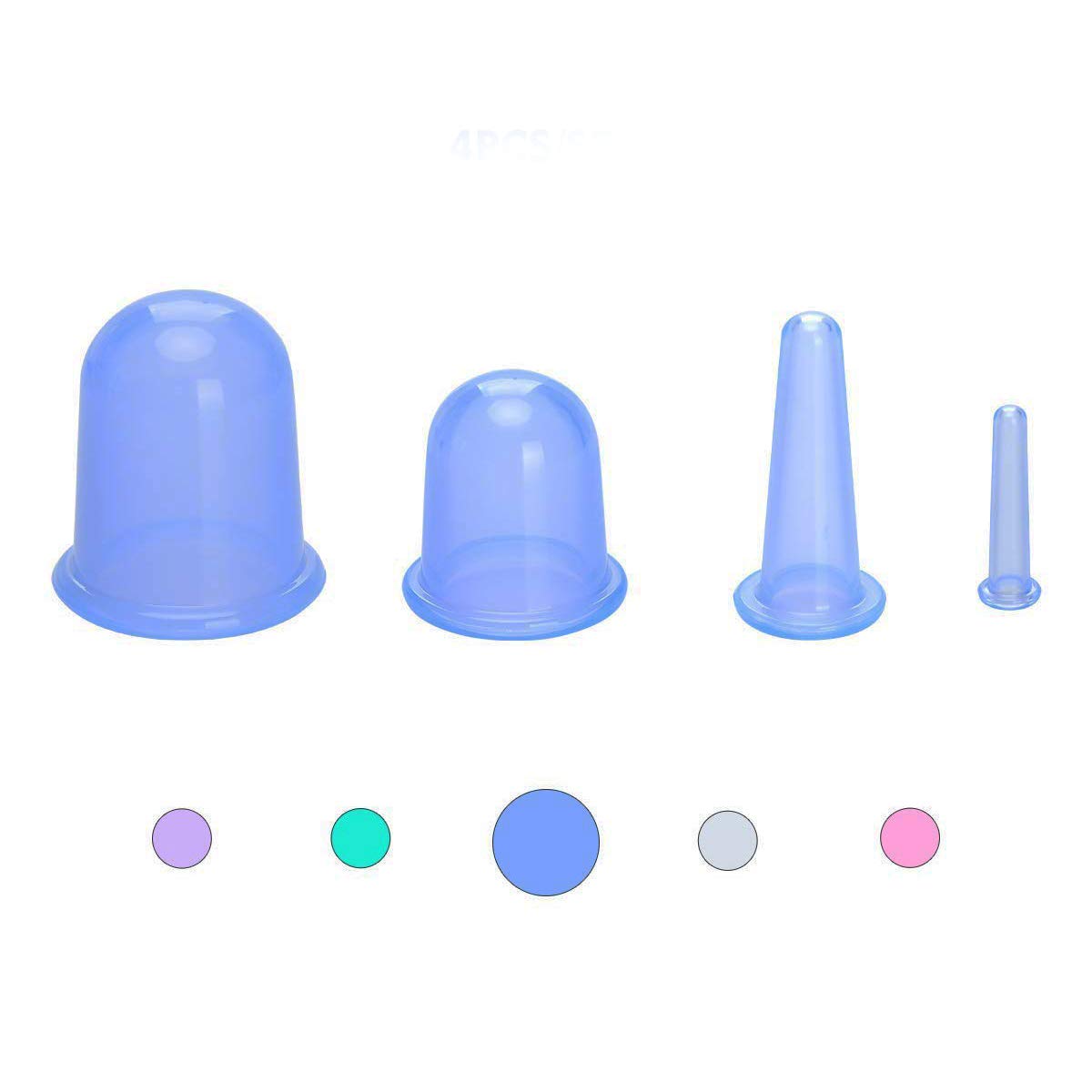 MAYCREATE Silicone Vacuum Cupping Cups for Cellulite and Pain Relief | Set of 4 Blue