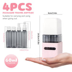 MAYCREATE Travel Bottles for Toiletries with Flip Lid Leak Proof Design 60 ml Pink Set | Refillable PE and PP Containers