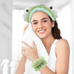 MAYCREATE Headband for Woman Wrist Band for Face Wash, Set of 3pcs Face Wash Band Spa Headband & Wristband, Cute Elastic Face Wash Headband for Skincare, Hair Bands for Makeup for Women Girls