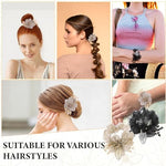 MAYCREATE® Scrunchie Hair Bands for Women Girls, 2PCS Floral Rubber Band for Hair Elastics Ties Scrunchies Set, Sheer Organza Flower with Beaded Accents