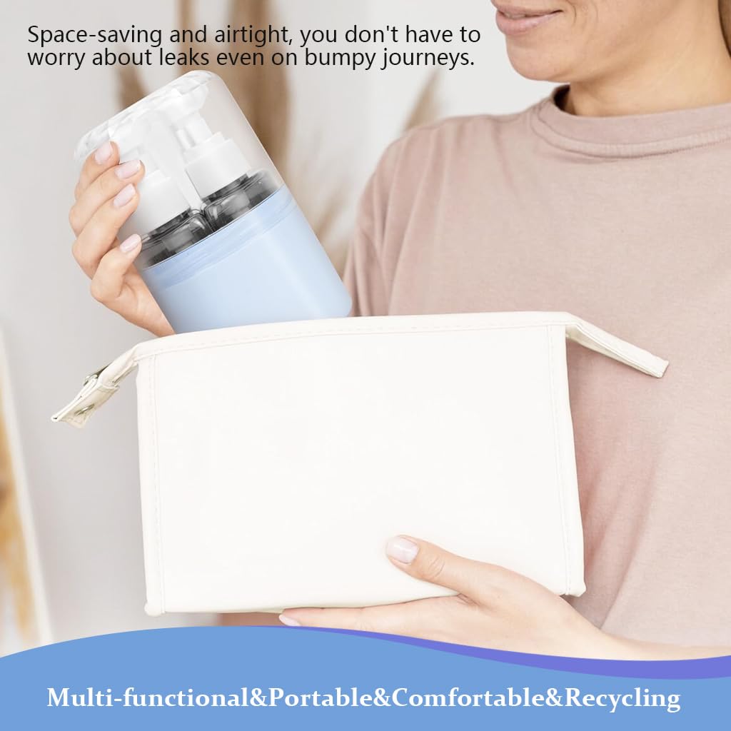 MAYCREATE Travel Bottles Set for Toiletries with Leak Proof Case and 4×50ml Refillable Containers