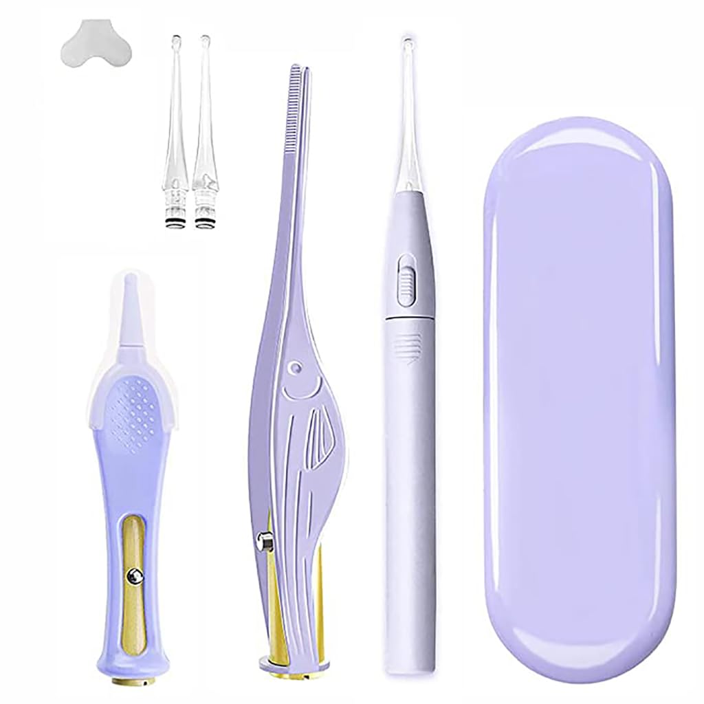 MAYCREATE 3Pcs Ear Cleaner Kit With Metal Storage Box, Earwax Spoon Digger & Tweezers, LED Light Ear Picking Tools Kit for Adults and Kids Ears Cleaning(Batteries Not Included)