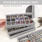 MAYCREATE Set of 4pcs Stackable Jewelry Organizer Box Tray, Earring Jewellery Organizer for Women, Drawer Inserts Container Display Case for Necklace Bracelet Ring Brooch