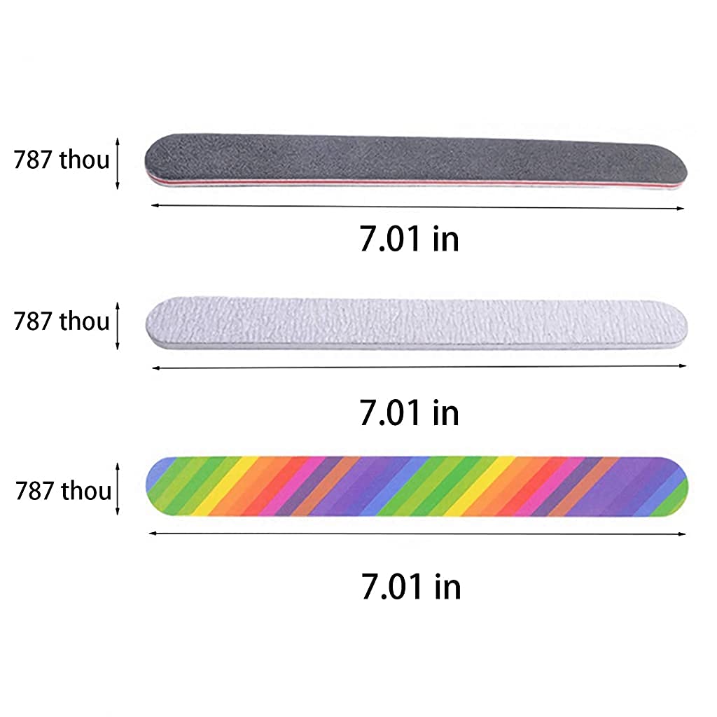 MAYCREATE Nail Files Set for Home and Salon Use with 3 Double Sided 100/180 Grit Tools | Includes 4 Step Buffer Block and Mini Nail Brush