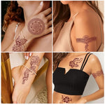 MAYCREATE® Tattoo Sticker 18 Sheets Mandala Temporary Tattoo for Women Girls Brown Lotus Flower Arm Band Tattoo Waterproof Henna Tattoo Stickers for Hands, Body, Arm, Feet