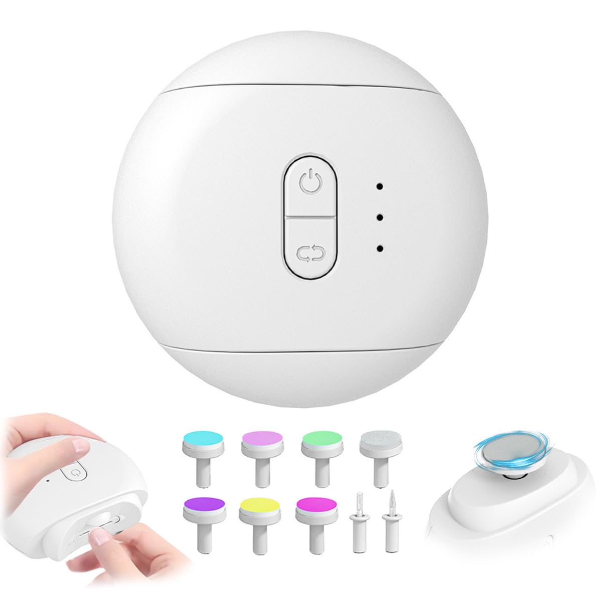 MAYCREATE Electric Nail Clipper for Travel with LED Light and 7 File Heads | USB Rechargeable