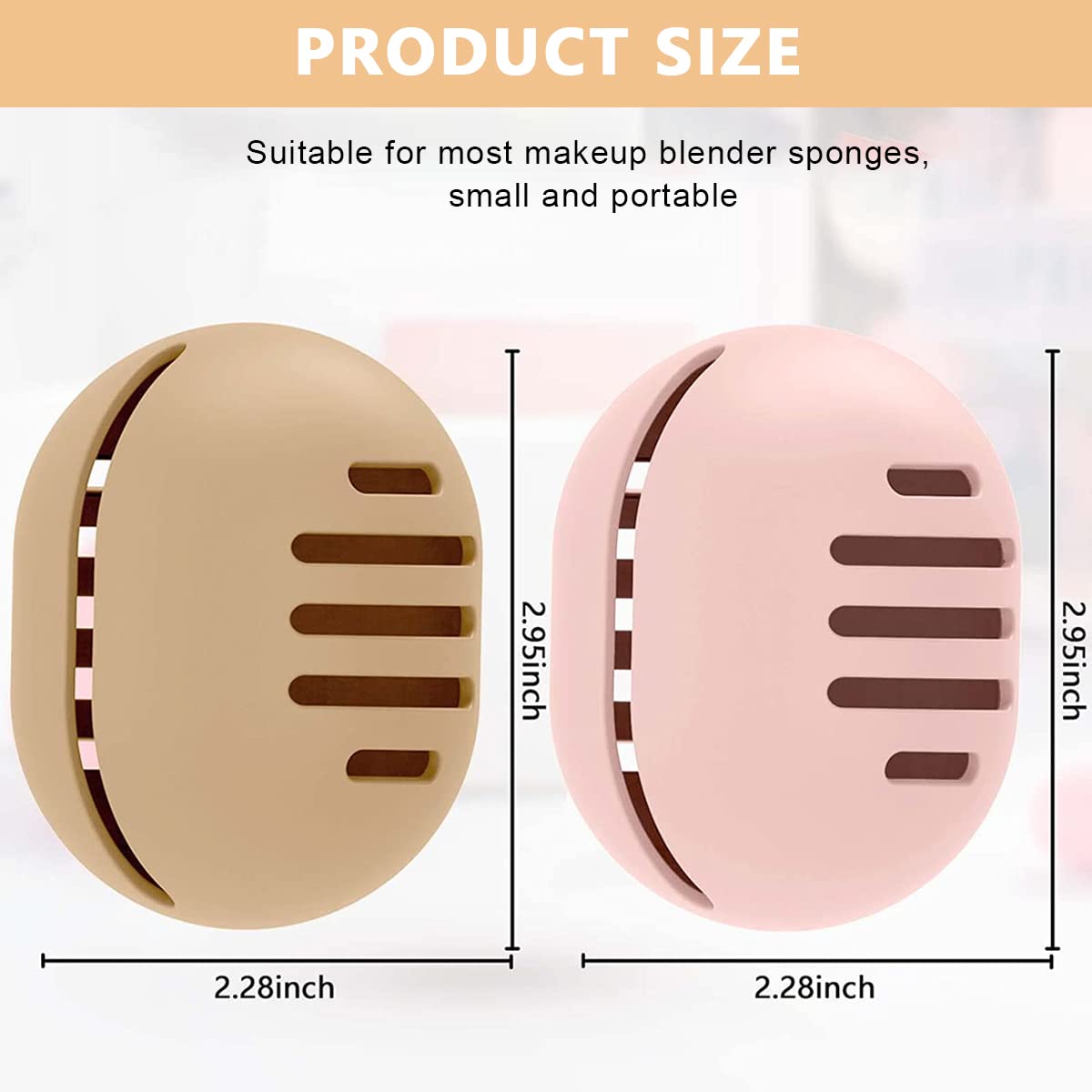 MAYCREATE Makeup Sponge Holder for Travel with Double-Sided Vents 5.9×7cm Silicone Case