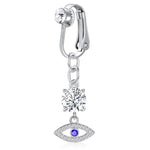 MAYCREATE Fake Belly Piercing Jewelry Evil Eye Belly Button Rings 316L Stainless Steel Non-Piercing Rhinestone Belly Rings Navel Rings for Women Girls