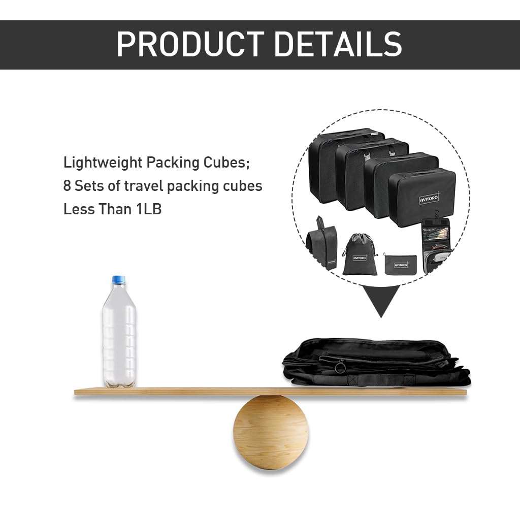 MAYCREATE 8 Pcs Women Travel Packing Organizers, Travel Packing Cubes for Suitcase Set Luggage Organizers for Suitcase Lightweight Travel Essential Bag with Large Toiletries Bag for Clothes Shoes