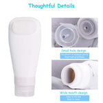 MAYCREATE Travel 3Pcs Bottles for Toiletries, Squeezable Soft Silicone Toiletries Bottles Containers Leak Proof Refillable Dispenser with Face Brush Design (90ML White Blue Pink)