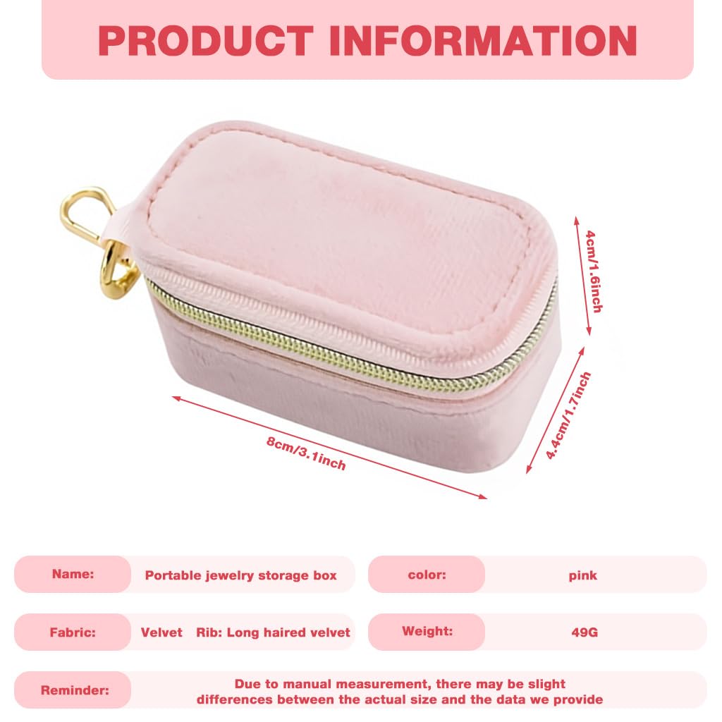 MAYCREATE Jewellery Organiser Box for Travel with Secure Zipper and Plush Interior 8x4x4cm | Ideal Gift for Women